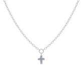 18 Karat Weissgold Collier-Halskette Kreuz mit Zirkonia